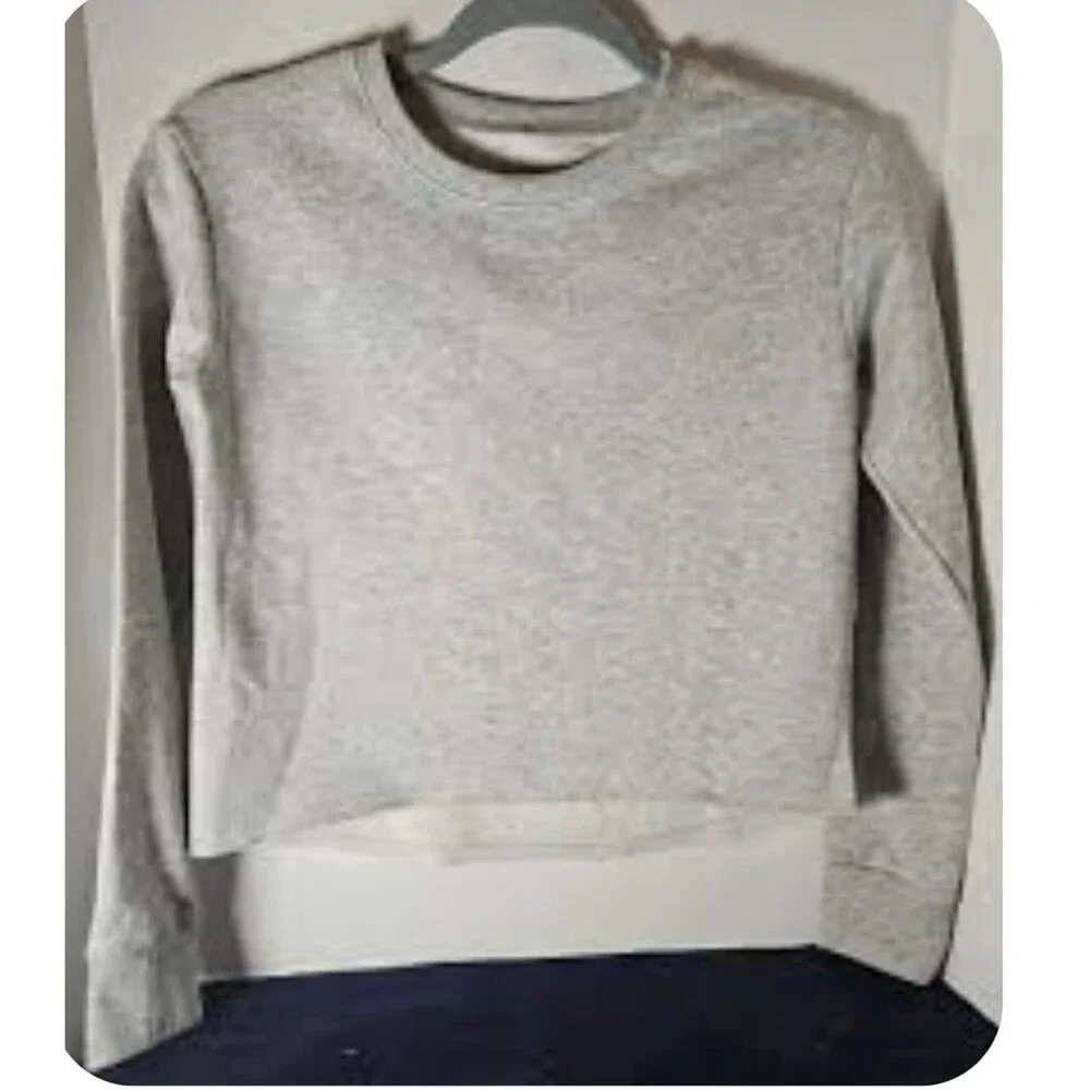 Justice Active Girls Size 10 Gray Long Sleeve Sweatshirt‎ Cropped Fleece Lined